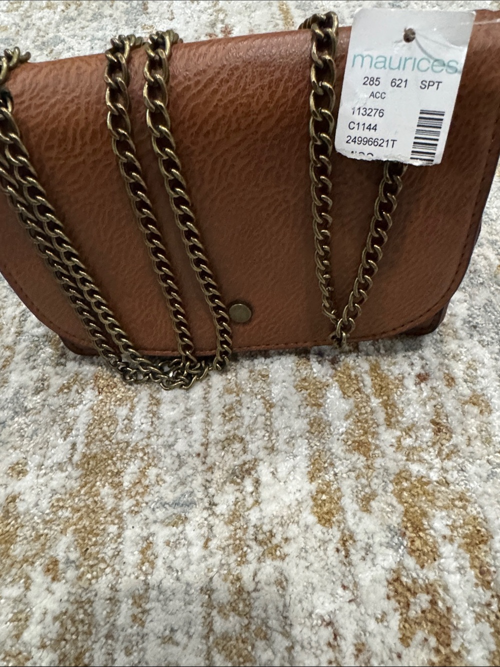 Maurices Tan Crossbody Bag with Antique Gold Chain